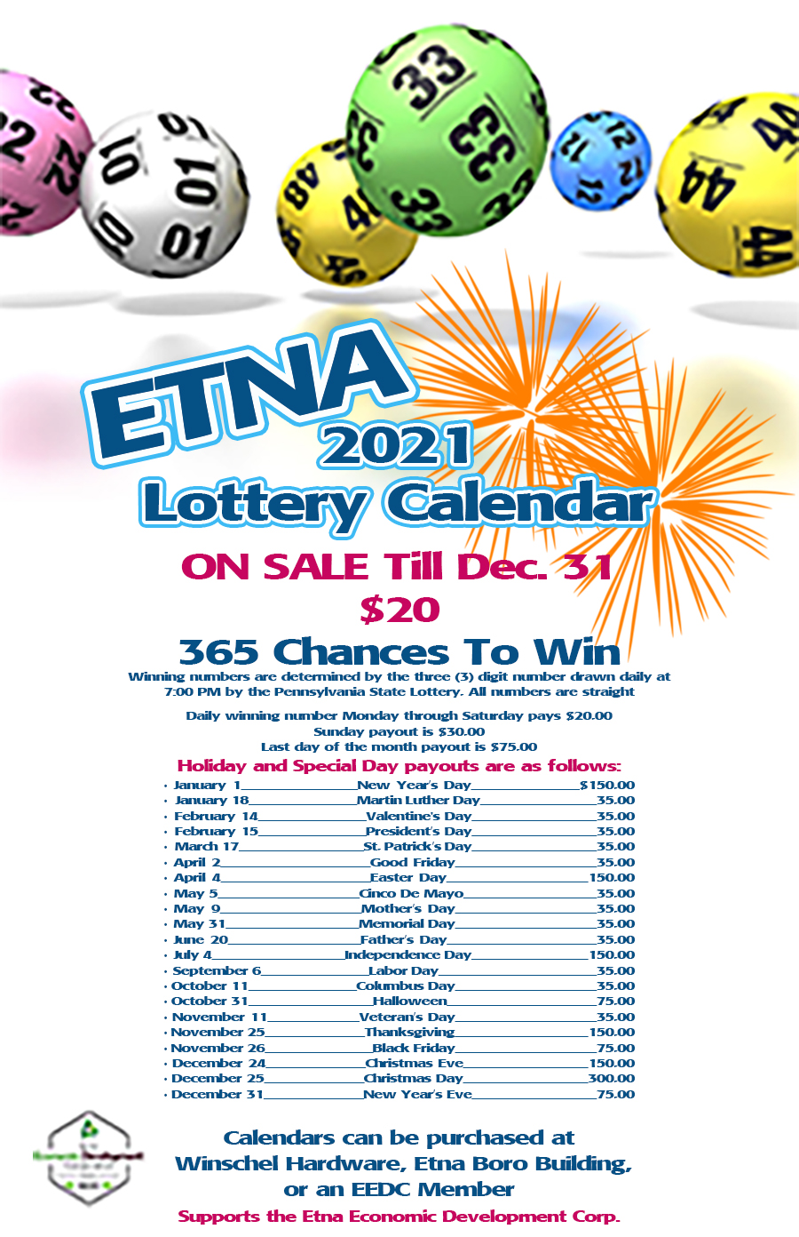 EEDC Lottery Calendars On Sale Now